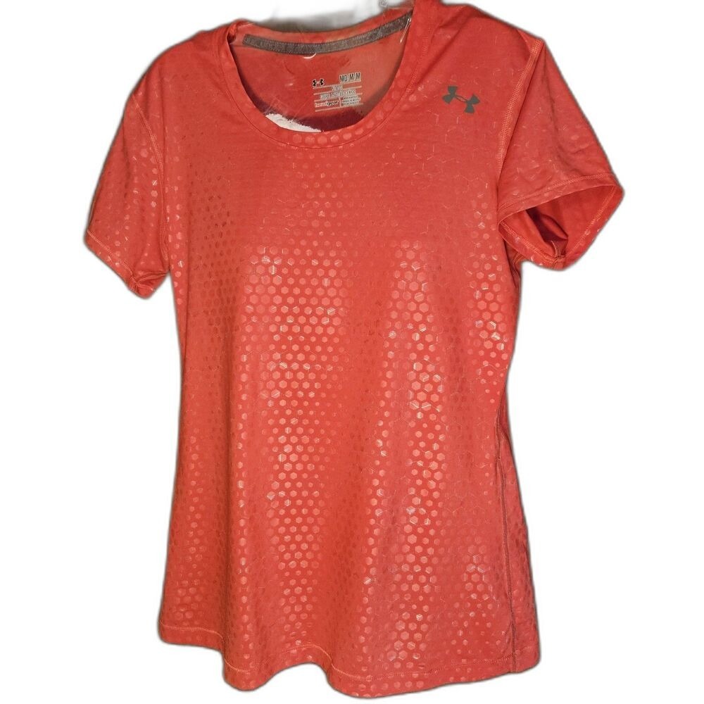 Under‎ Armour Dark Pink Women's M Hexagon Pattern Short Sleeve Heat Gear Shirt
